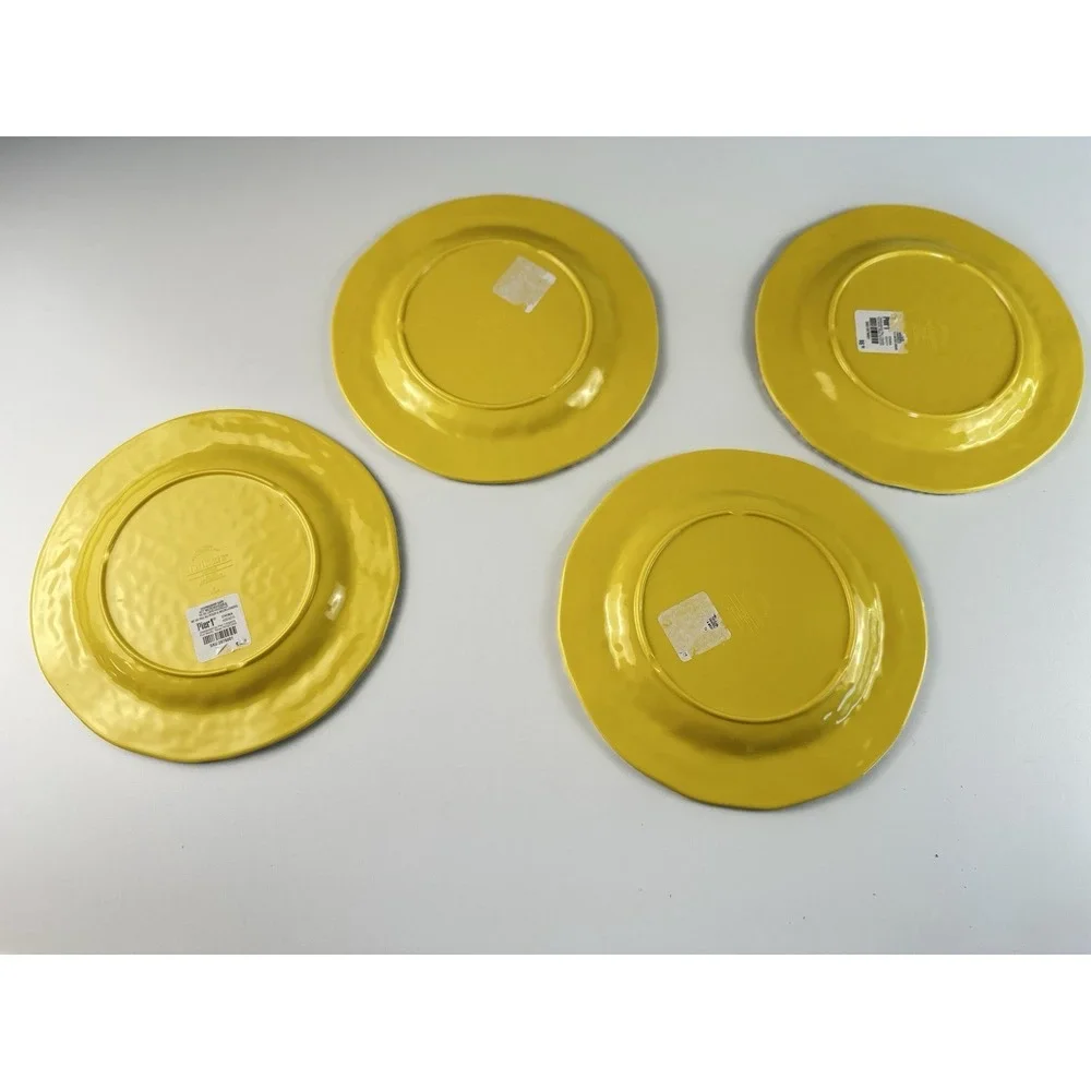 Pier 1 Carmelo Yellow Crackle Melamine Lunch or Salad Plates Set 4 8.75